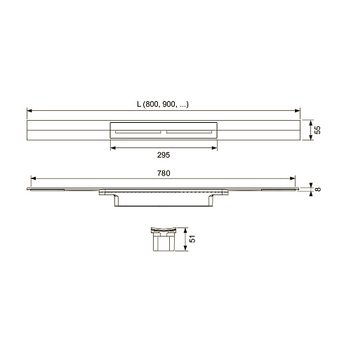 670800, Профиль для душа TECEdrainprofile, 800 мм, сатин 670800, Профиль для душа TECEdrainprofile, 800 мм, сатин