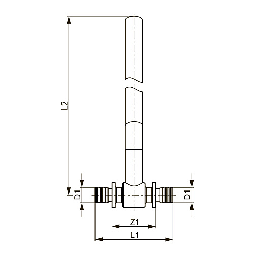 715016, Монтажная трубка для радиатора, проходная 16 х 15 х 300 мм