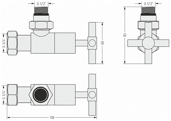 Купить вентиль сунержа угловой крест (g 1/2" нр х g 3/4" нг) по низкой цене