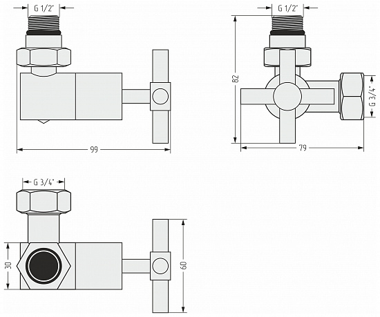 Купить вентиль сунержа 3d левый крест (g 1/2" нр х g 3/4" нг) по низкой цене