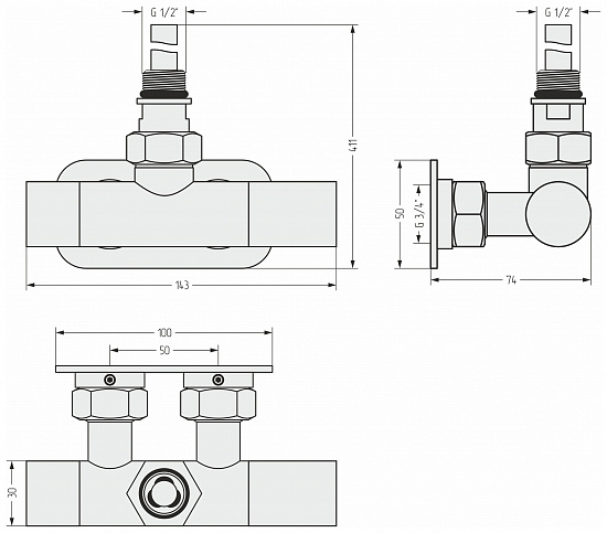Купить вентиль сунержа угловой eu50 (1 х g 1/2" нр х g 3/4" нг) по низкой цене
