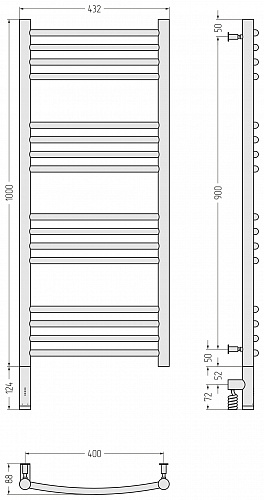 Купить сунержа богема 3.0 выгнутая 1000х400  мэм левый по низкой цене