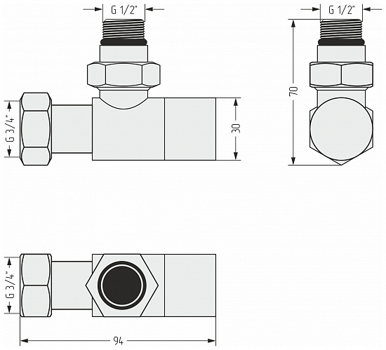 Купить вентиль сунержа угловой под шестигранник (g 1/2" нр х g 3/4" нг) по низкой цене